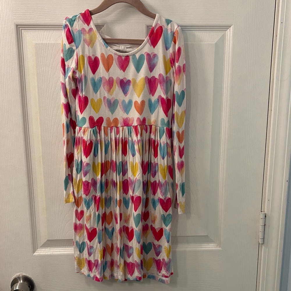 Little Sleepies Colorful Heart Patterned Kids Dress size 8